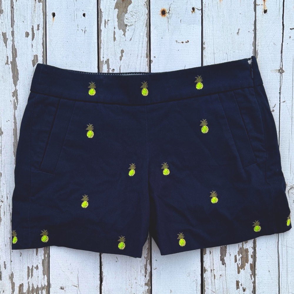 J. Crew Pineapple Shorts in Navy Blue Pineapple